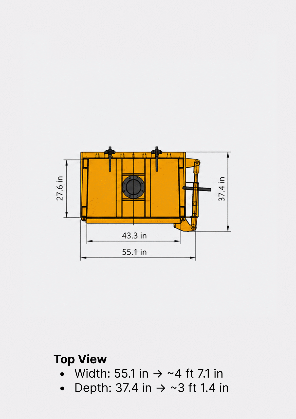 Carbon 43-VB Cardboard Baler top view dimensions