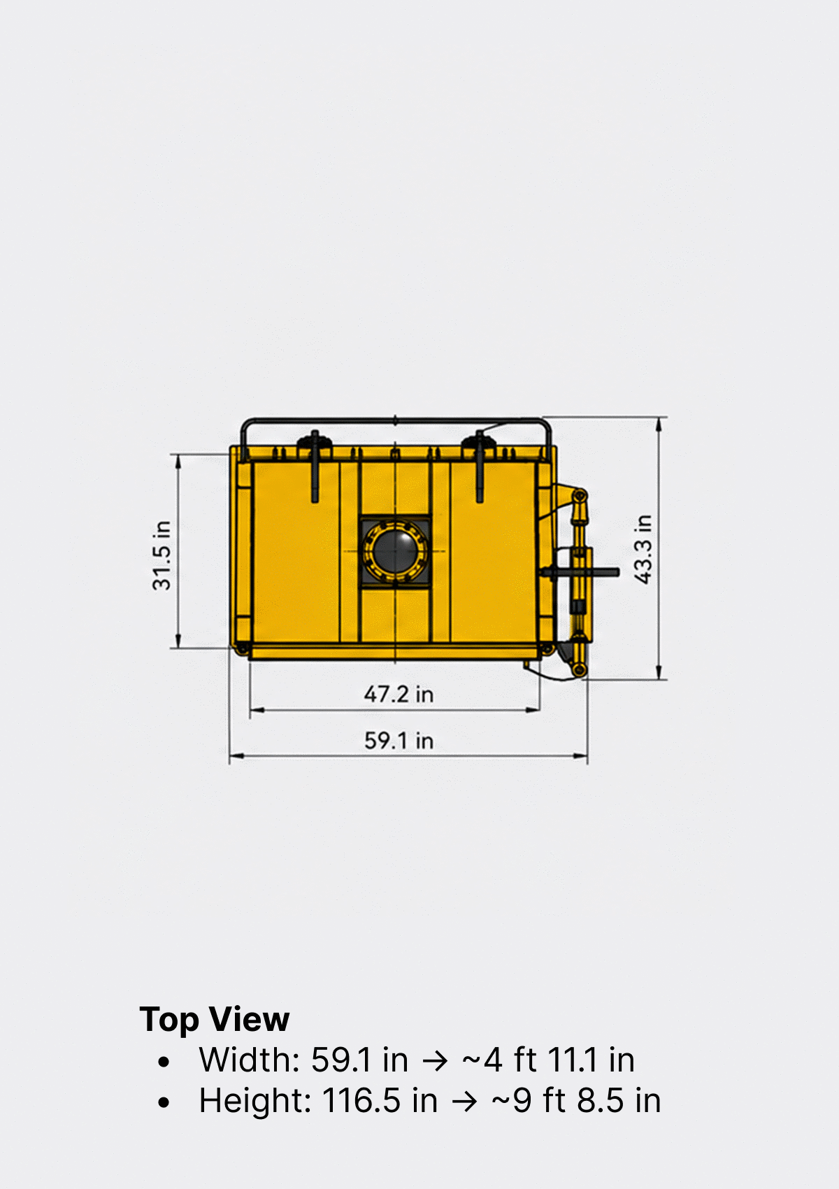 Carbon 48-VB Cardboard Baler top view dimensions
