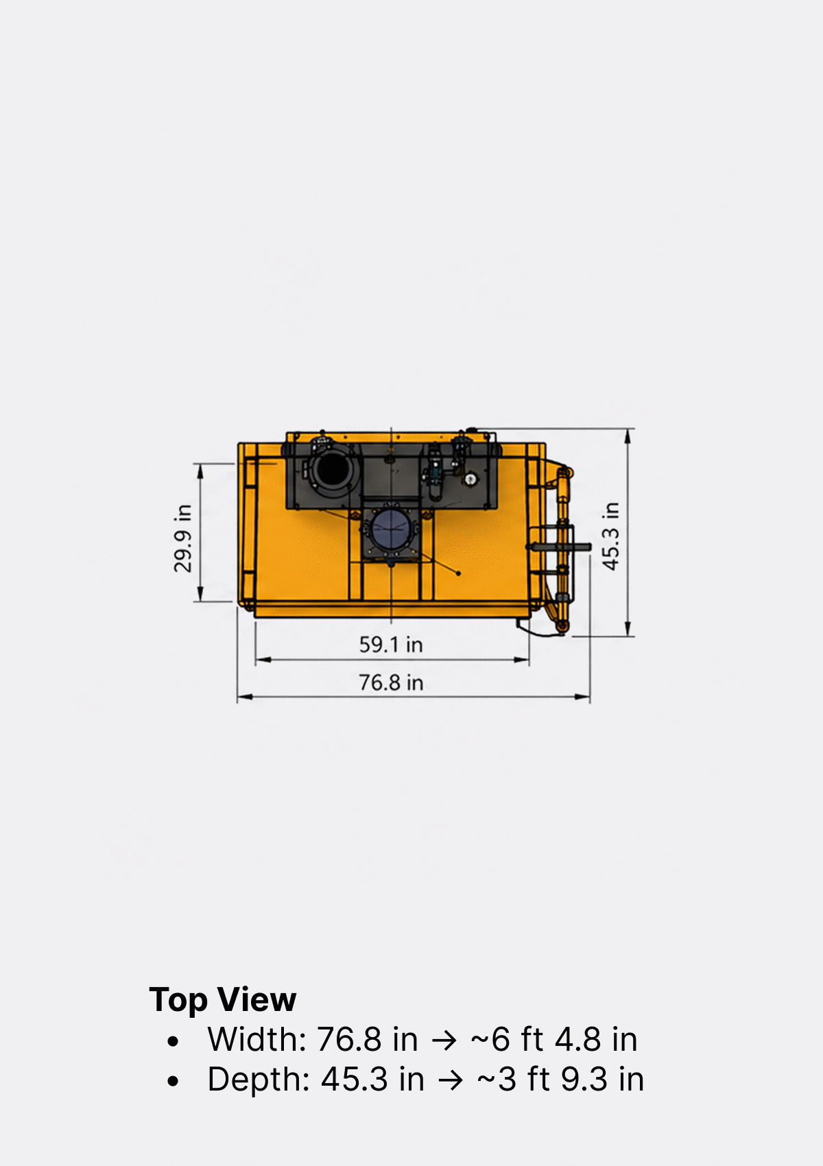 Carbon 60-VB Cardboard Baler top view dimensions