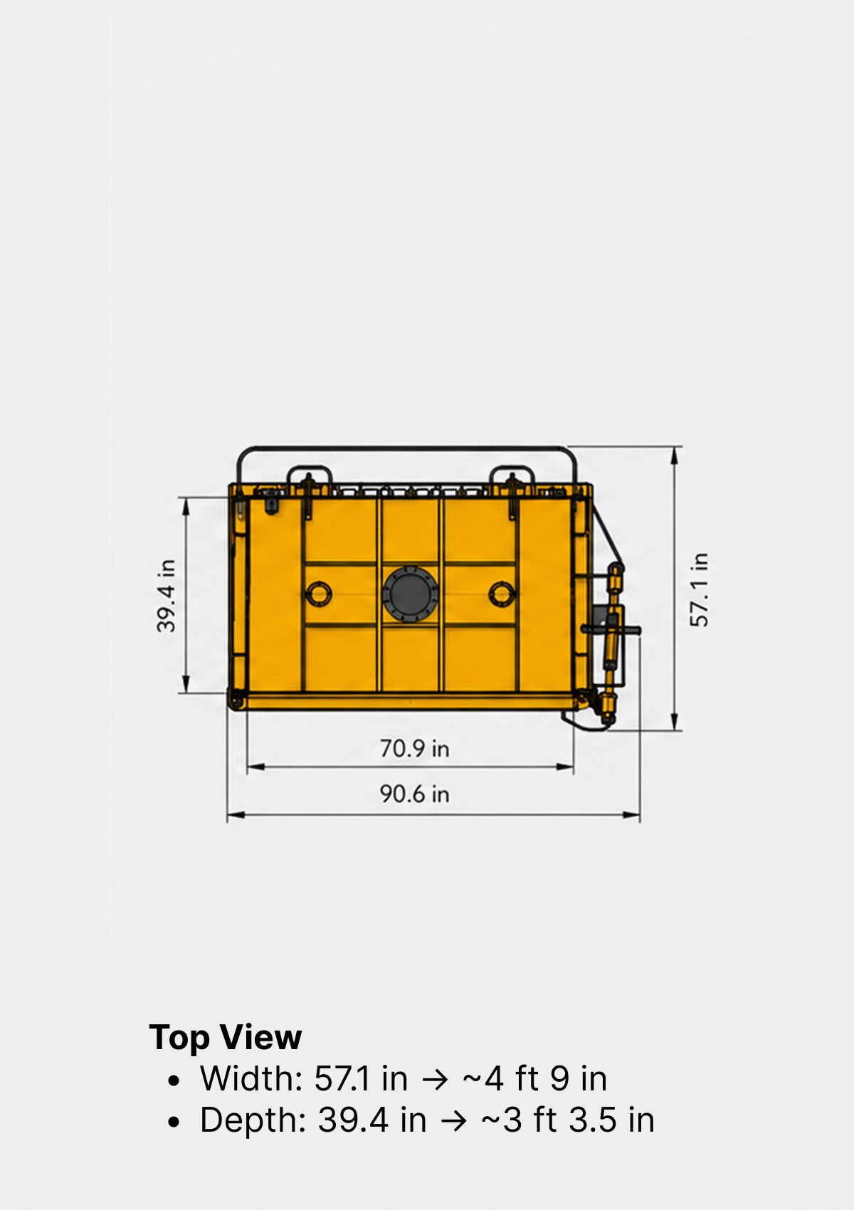 Carbon 72-VB Cardboard Baler top view dimensions